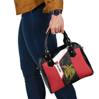 Personalised PNG Sandaun Province Shoulder Handbag Bird of Paradise Tattoo Flag Motif - Polynesian Pride