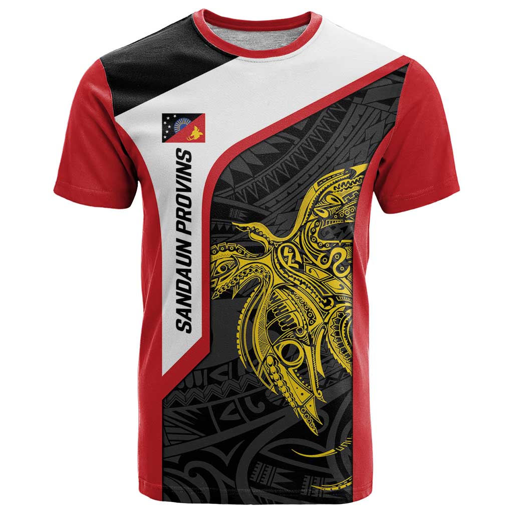 Personalised PNG Sandaun Province T Shirt Bird of Paradise Tattoo Flag Motif - Polynesian Pride