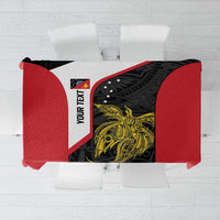 Personalised PNG Sandaun Province Tablecloth Bird of Paradise Tattoo Flag Motif LT9 Red - Polynesian Pride