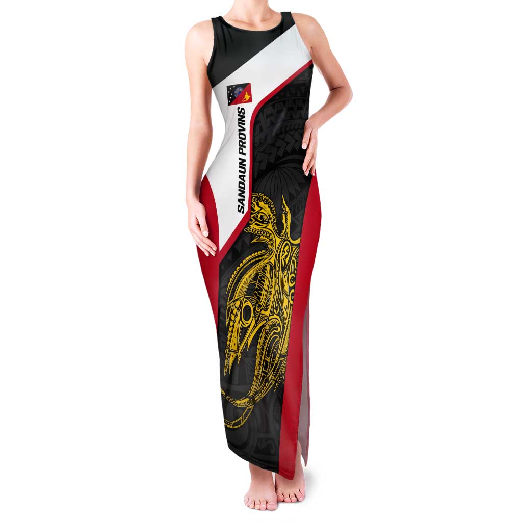 Personalised PNG Sandaun Province Tank Maxi Dress Bird of Paradise Tattoo Flag Motif - Polynesian Pride