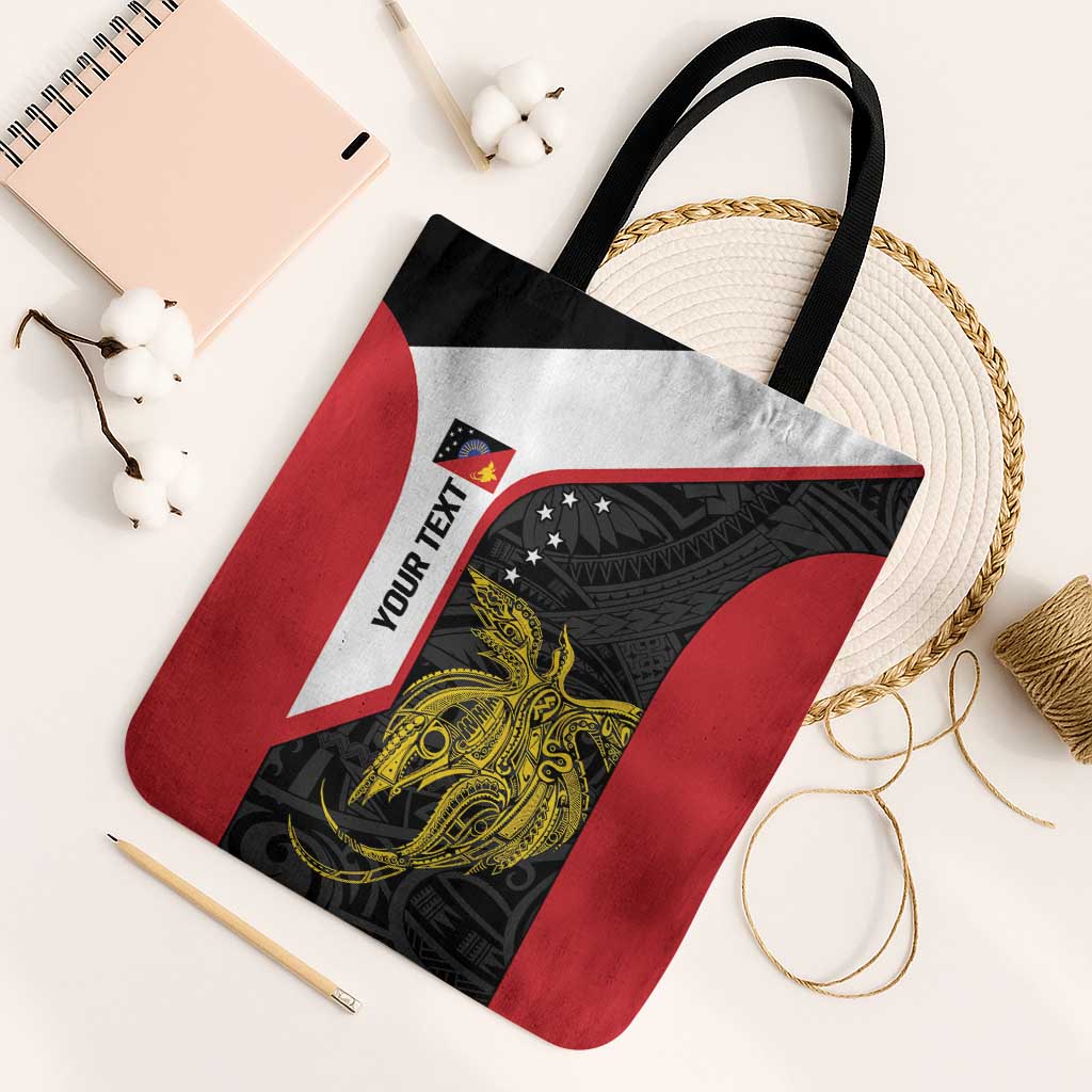 Personalised PNG Sandaun Province Tote Bag Bird of Paradise Tattoo Flag Motif - Polynesian Pride