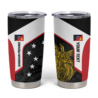 Personalised PNG Sandaun Province Tumbler Cup Bird of Paradise Tattoo Flag Motif - Polynesian Pride