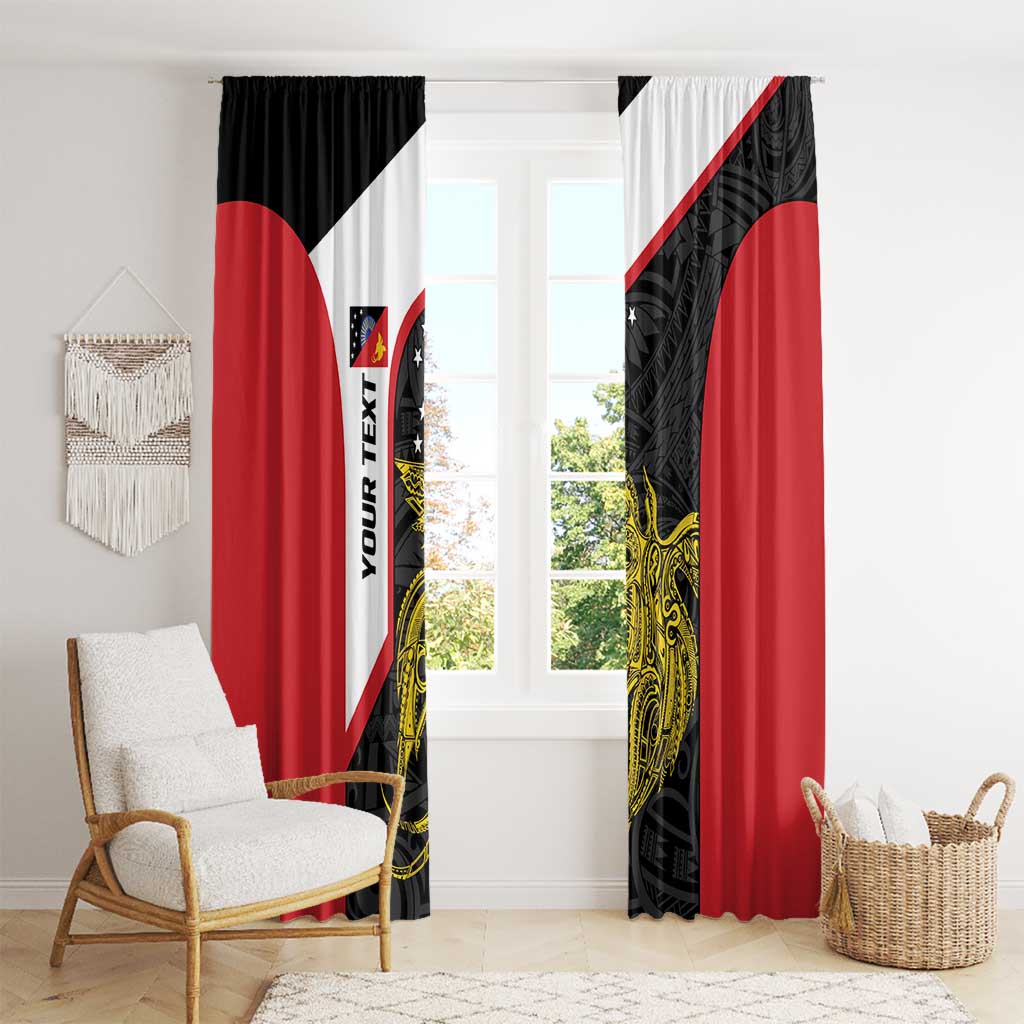 Personalised PNG Sandaun Province Window Curtain Bird of Paradise Tattoo Flag Motif - Polynesian Pride