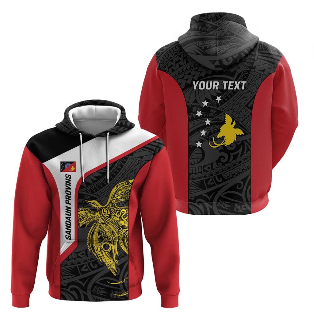 Personalised PNG Sandaun Province Zip Hoodie Bird of Paradise Tattoo Flag Motif - Polynesian Pride