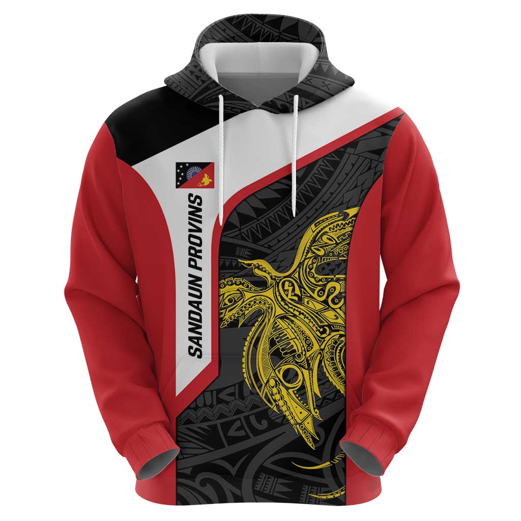 Personalised PNG Sandaun Province Zip Hoodie Bird of Paradise Tattoo Flag Motif - Polynesian Pride