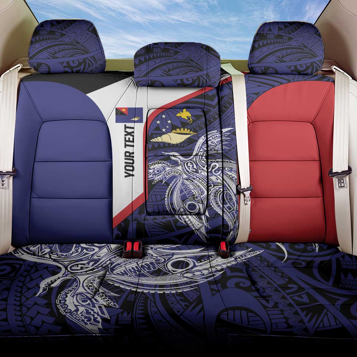 Personalised PNG West New Britain Province Back Car Seat Cover Bird of Paradise Tattoo Flag Motif - Polynesian Pride