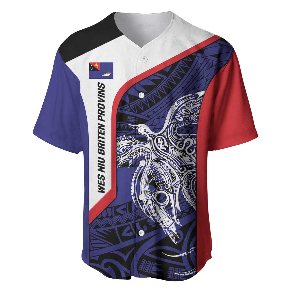 Personalised PNG West New Britain Province Baseball Jersey Bird of Paradise Tattoo Flag Motif - Polynesian Pride