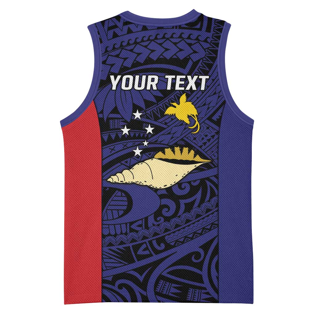 Personalised PNG West New Britain Province Basketball Jersey Bird of Paradise Tattoo Flag Motif - Polynesian Pride
