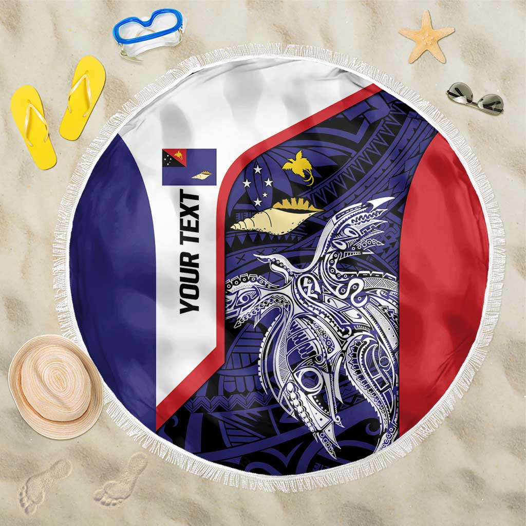 Personalised PNG West New Britain Province Beach Blanket Bird of Paradise Tattoo Flag Motif - Polynesian Pride