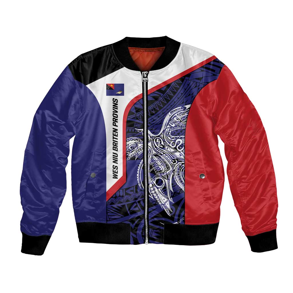 Personalised PNG West New Britain Province Bomber Jacket Bird of Paradise Tattoo Flag Motif - Polynesian Pride