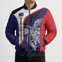 Personalised PNG West New Britain Province Bomber Puffer Jacket Bird of Paradise Tattoo Flag Motif - Polynesian Pride