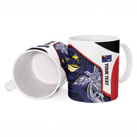 Personalised PNG West New Britain Province Ceramic Mug Bird of Paradise Tattoo Flag Motif - Polynesian Pride