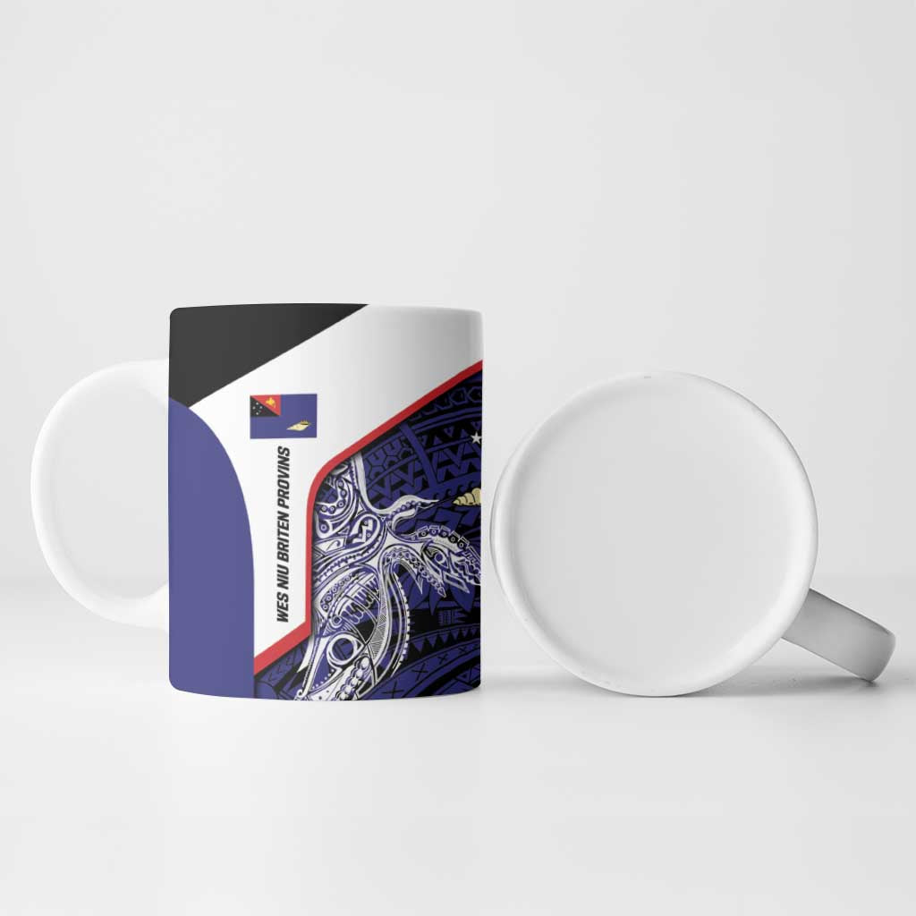 Personalised PNG West New Britain Province Ceramic Mug Bird of Paradise Tattoo Flag Motif - Polynesian Pride