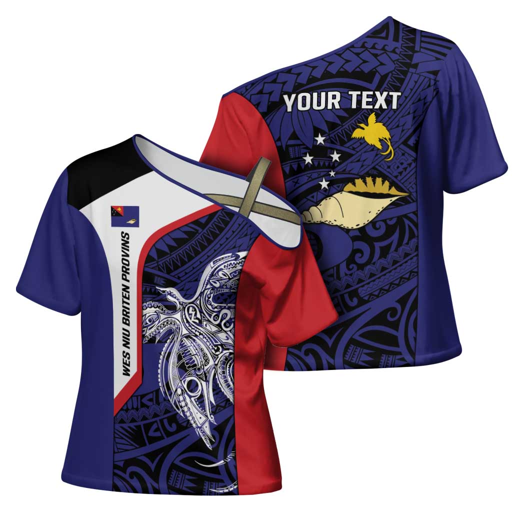 Personalised PNG West New Britain Province Cross Shoulder Shirt Bird of Paradise Tattoo Flag Motif - Polynesian Pride
