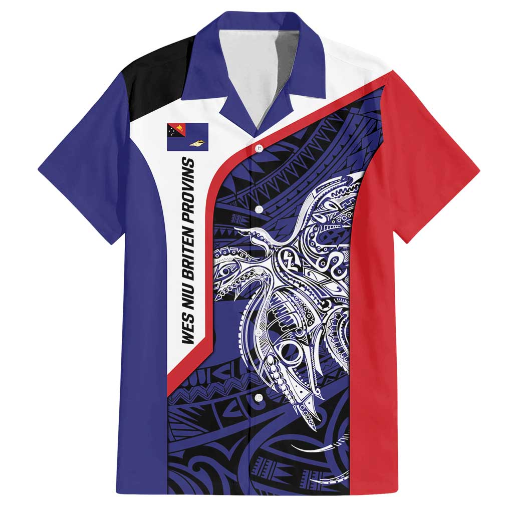 Personalised PNG West New Britain Province Family Matching Off Shoulder Short Dress and Hawaiian Shirt Bird of Paradise Tattoo Flag Motif - Polynesian Pride