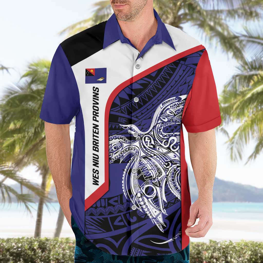 Personalised PNG West New Britain Province Hawaiian Shirt Bird of Paradise Tattoo Flag Motif - Polynesian Pride