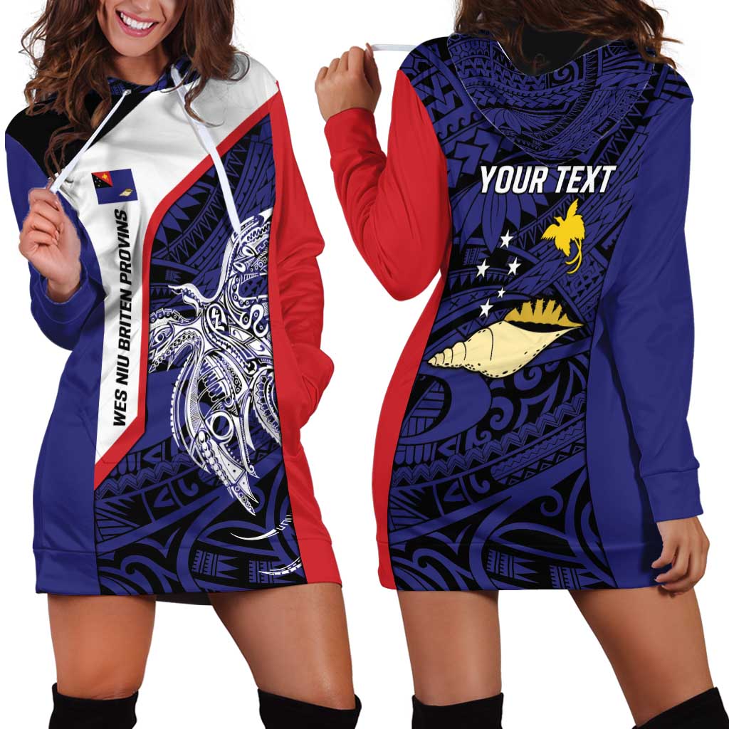 Personalised PNG West New Britain Province Hoodie Dress Bird of Paradise Tattoo Flag Motif - Polynesian Pride