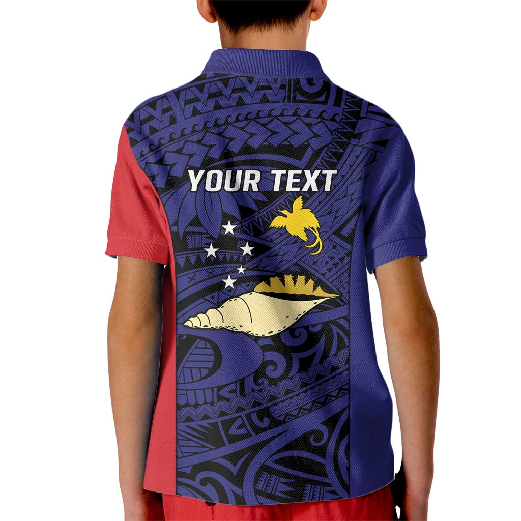 Personalised PNG West New Britain Province Kid Polo Shirt Bird of Paradise Tattoo Flag Motif - Polynesian Pride