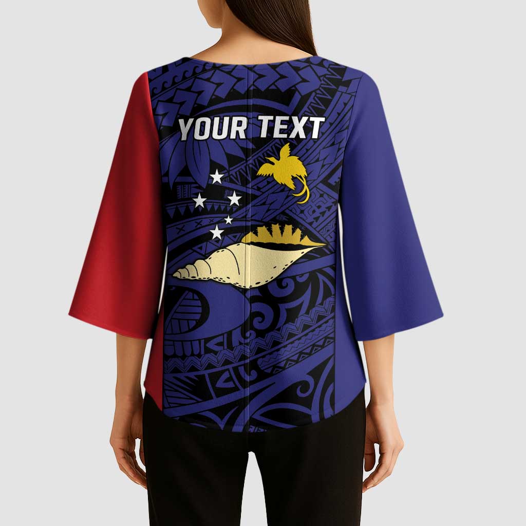 Personalised PNG West New Britain Province Kimono Sleeve Blouse Bird of Paradise Tattoo Flag Motif - Polynesian Pride