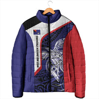 Personalised PNG West New Britain Province Padded Jacket Bird of Paradise Tattoo Flag Motif - Polynesian Pride