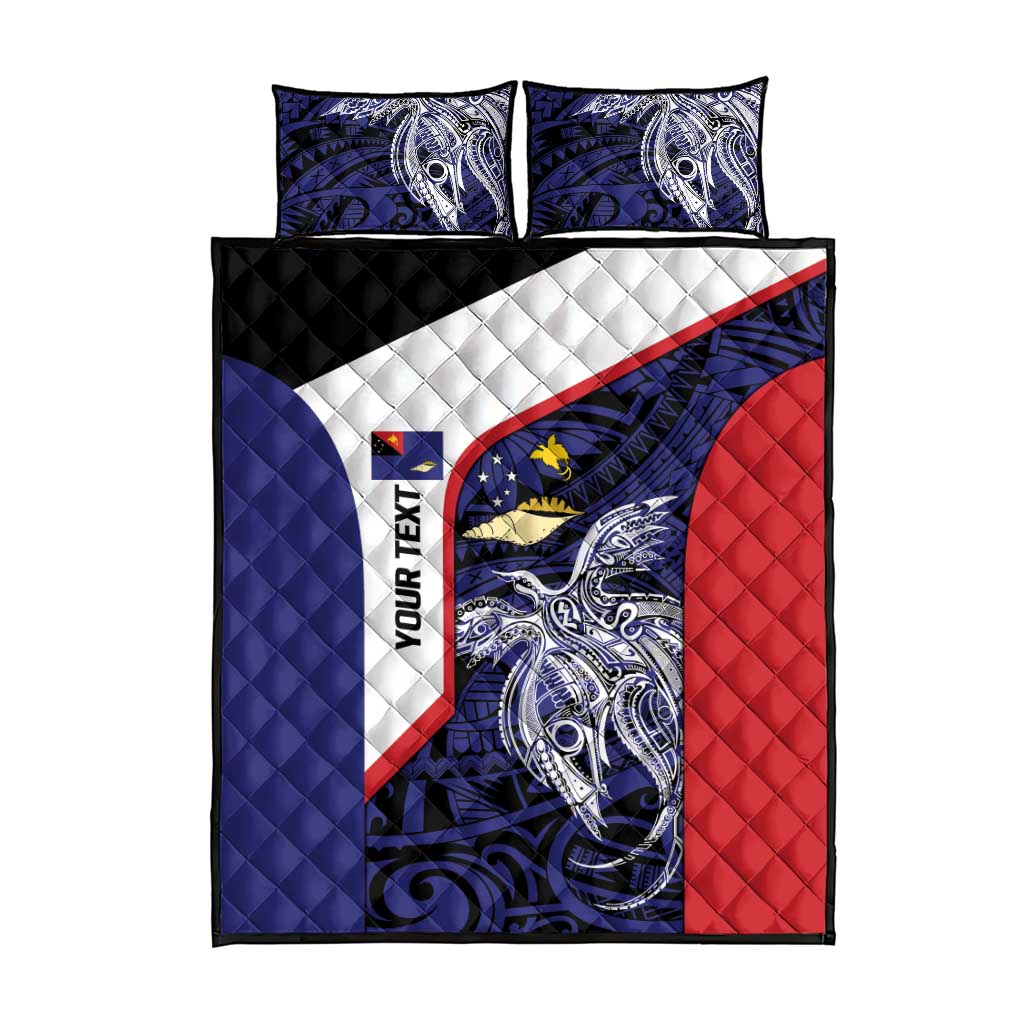Personalised PNG West New Britain Province Quilt Bed Set Bird of Paradise Tattoo Flag Motif - Polynesian Pride