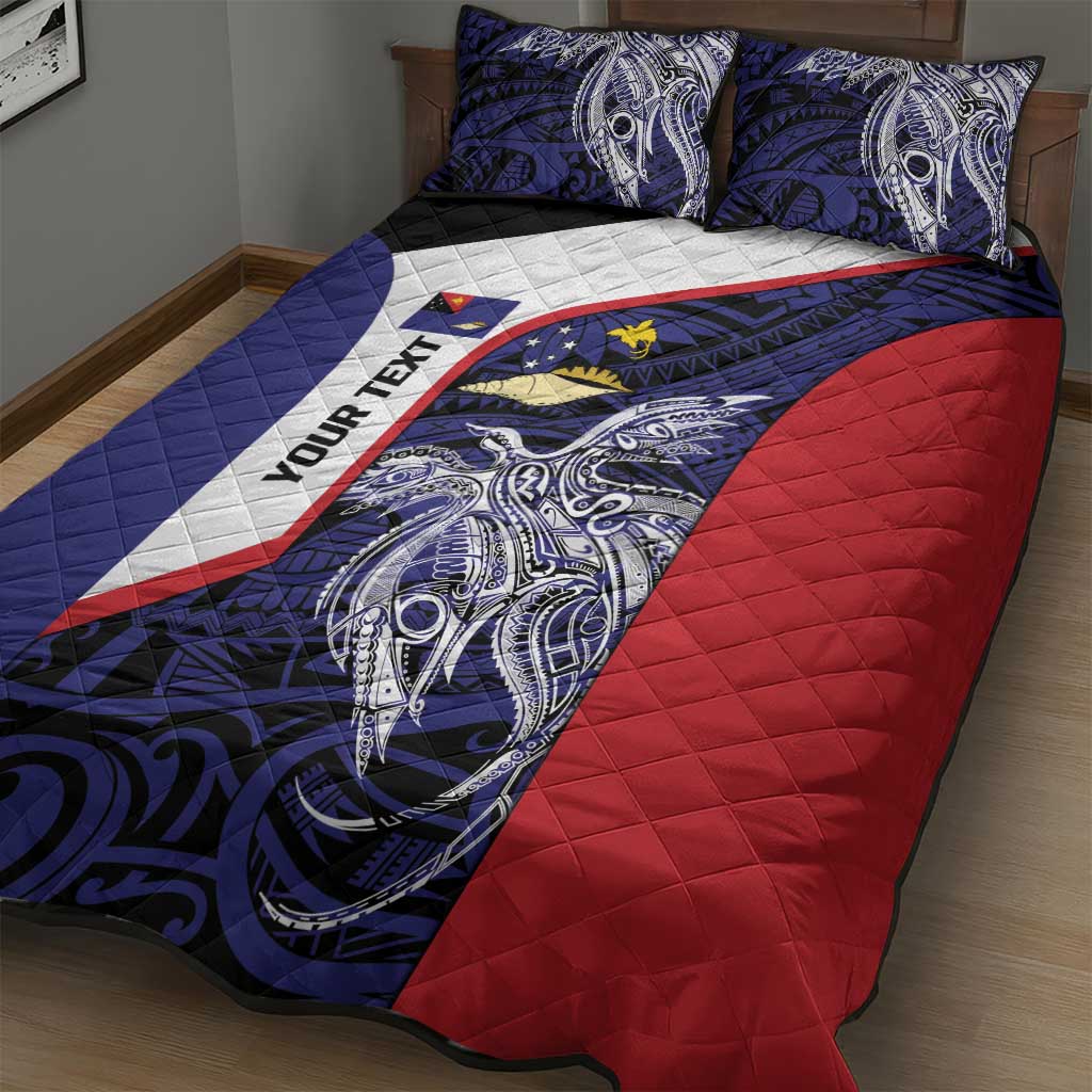 Personalised PNG West New Britain Province Quilt Bed Set Bird of Paradise Tattoo Flag Motif - Polynesian Pride