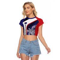 Personalised PNG West New Britain Province Raglan Cropped T Shirt Bird of Paradise Tattoo Flag Motif - Polynesian Pride