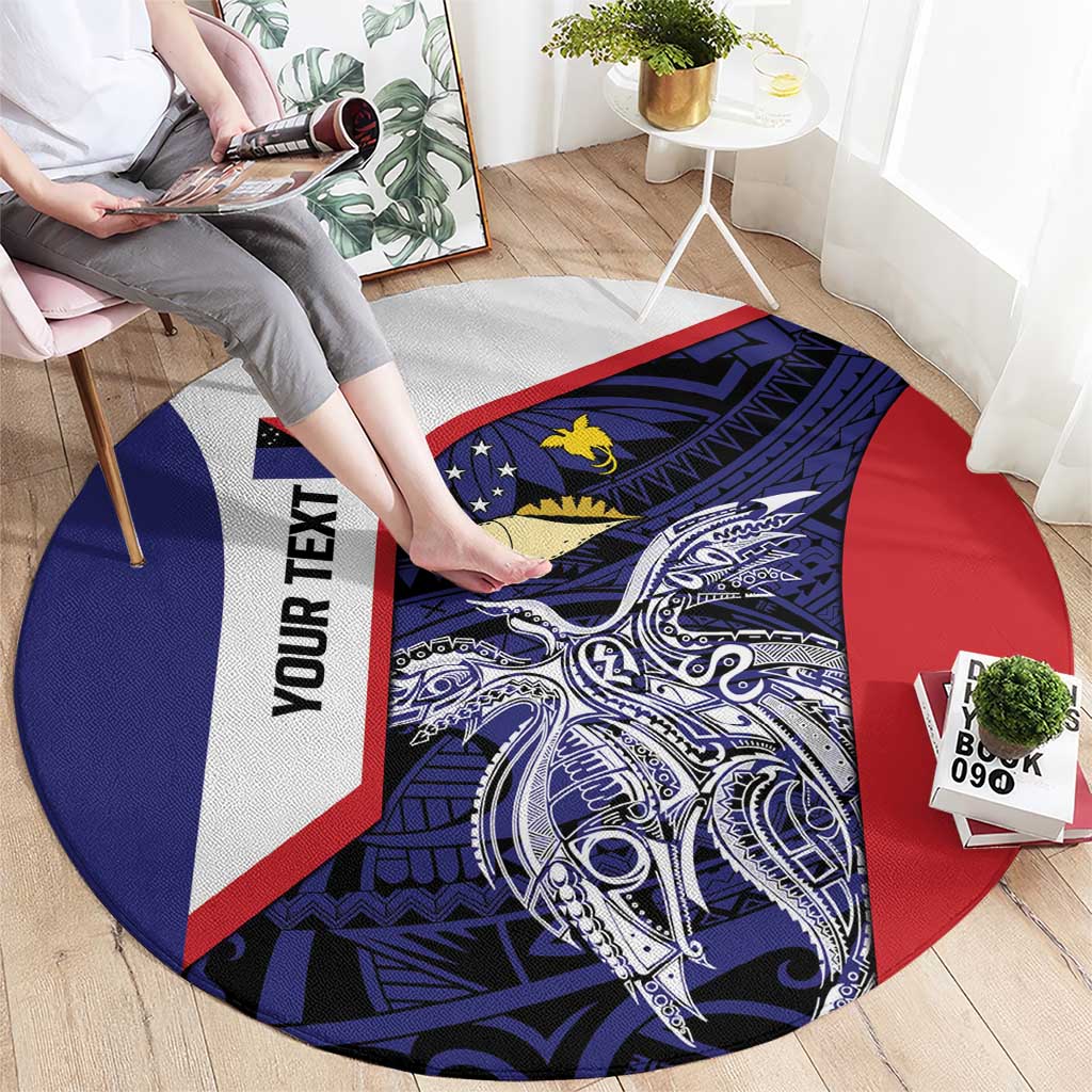Personalised PNG West New Britain Province Round Carpet Bird of Paradise Tattoo Flag Motif - Polynesian Pride
