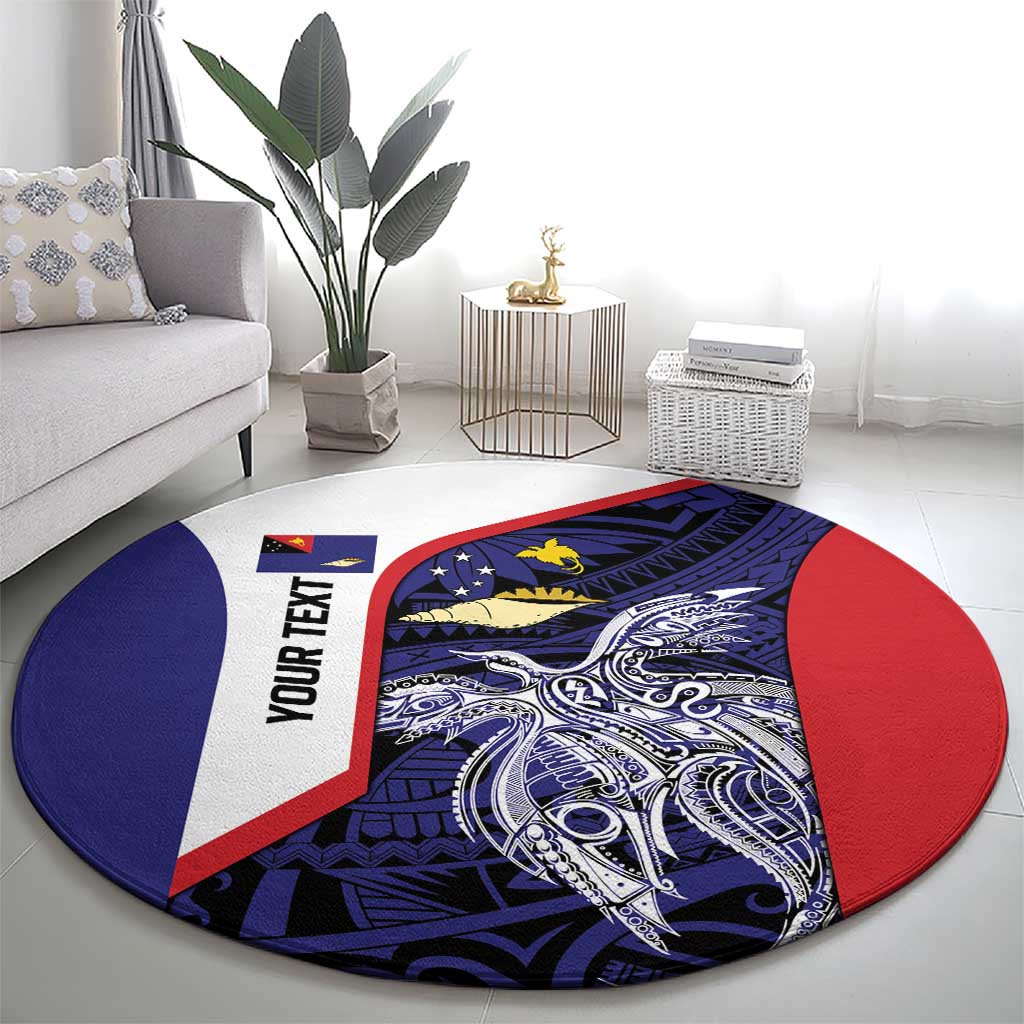 Personalised PNG West New Britain Province Round Carpet Bird of Paradise Tattoo Flag Motif - Polynesian Pride