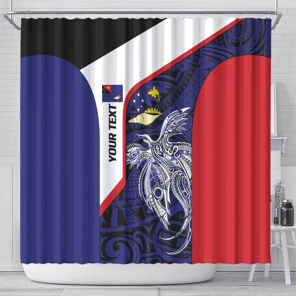 Personalised PNG West New Britain Province Shower Curtain Bird of Paradise Tattoo Flag Motif - Polynesian Pride