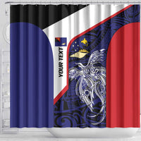 Personalised PNG West New Britain Province Shower Curtain Bird of Paradise Tattoo Flag Motif - Polynesian Pride