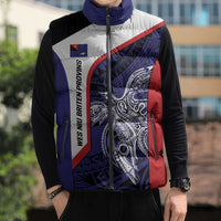 Personalised PNG West New Britain Province Sleeveless Puffer Jacket Bird of Paradise Tattoo Flag Motif - Polynesian Pride