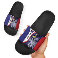 Personalised PNG West New Britain Province Slide Sandals Bird of Paradise Tattoo Flag Motif - Polynesian Pride