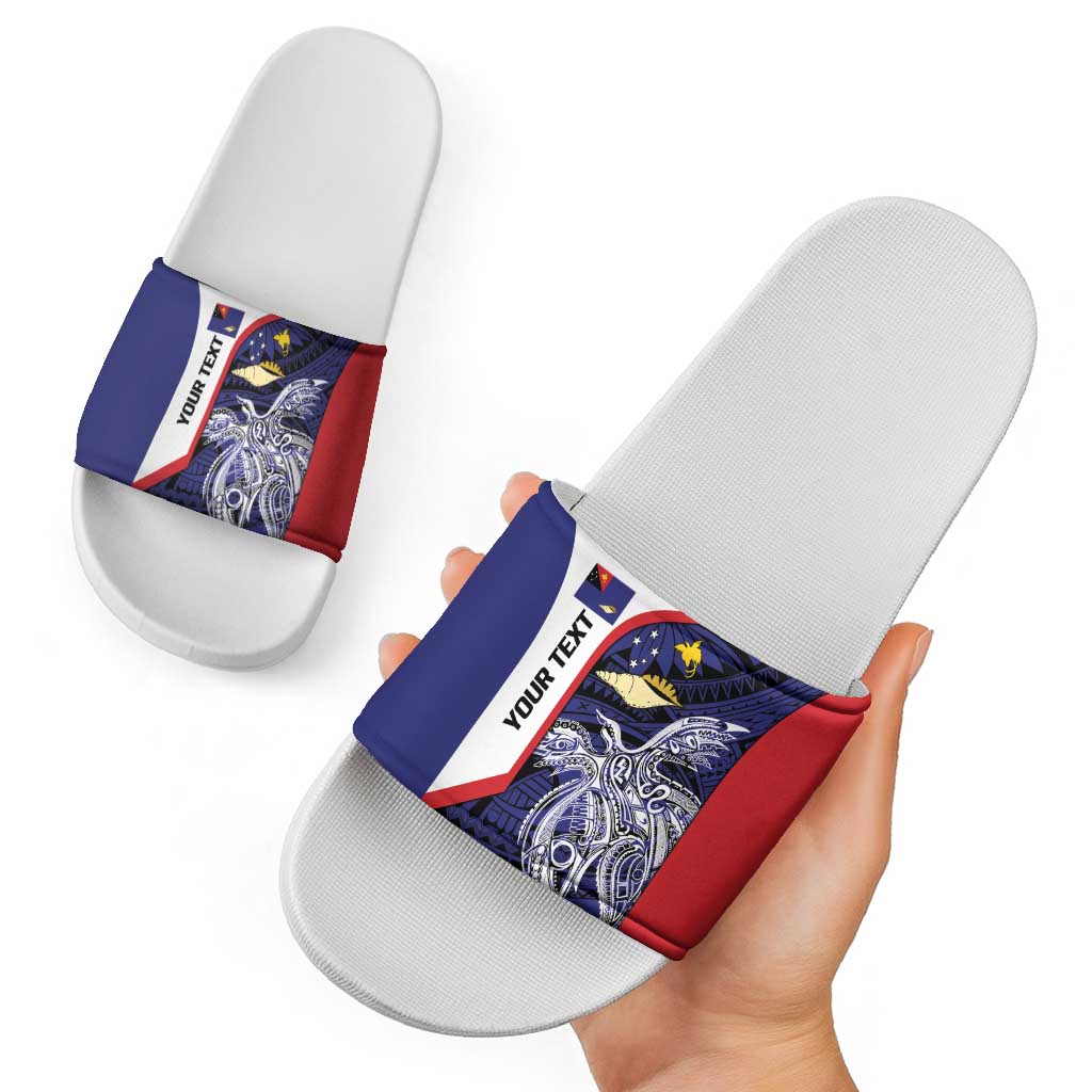 Personalised PNG West New Britain Province Slide Sandals Bird of Paradise Tattoo Flag Motif - Polynesian Pride