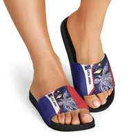 Personalised PNG West New Britain Province Slide Sandals Bird of Paradise Tattoo Flag Motif - Polynesian Pride