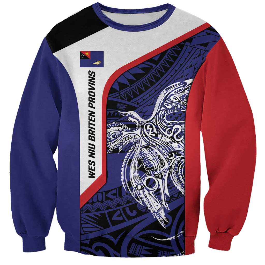 Personalised PNG West New Britain Province Sweatshirt Bird of Paradise Tattoo Flag Motif - Polynesian Pride
