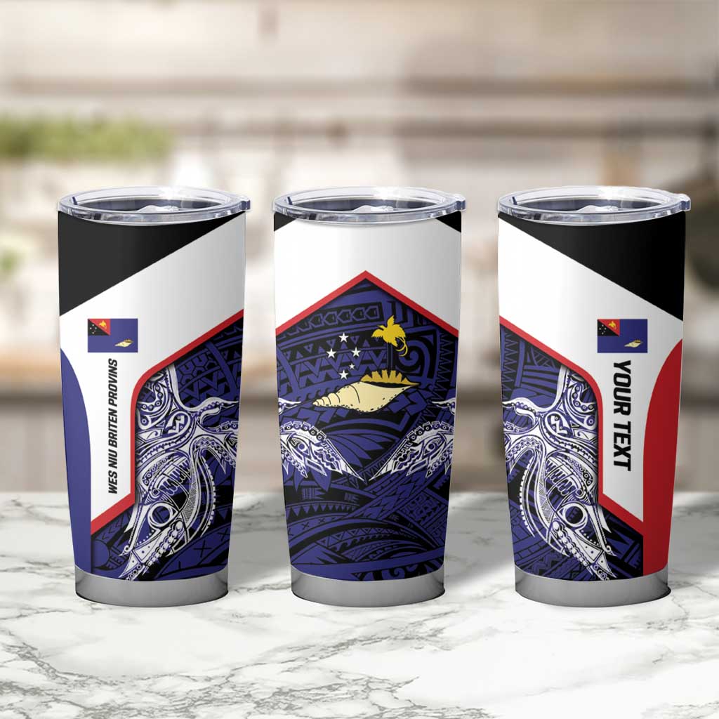 Personalised PNG West New Britain Province Tumbler Cup Bird of Paradise Tattoo Flag Motif - Polynesian Pride