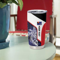 Personalised PNG West New Britain Province Tumbler Cup Bird of Paradise Tattoo Flag Motif - Polynesian Pride