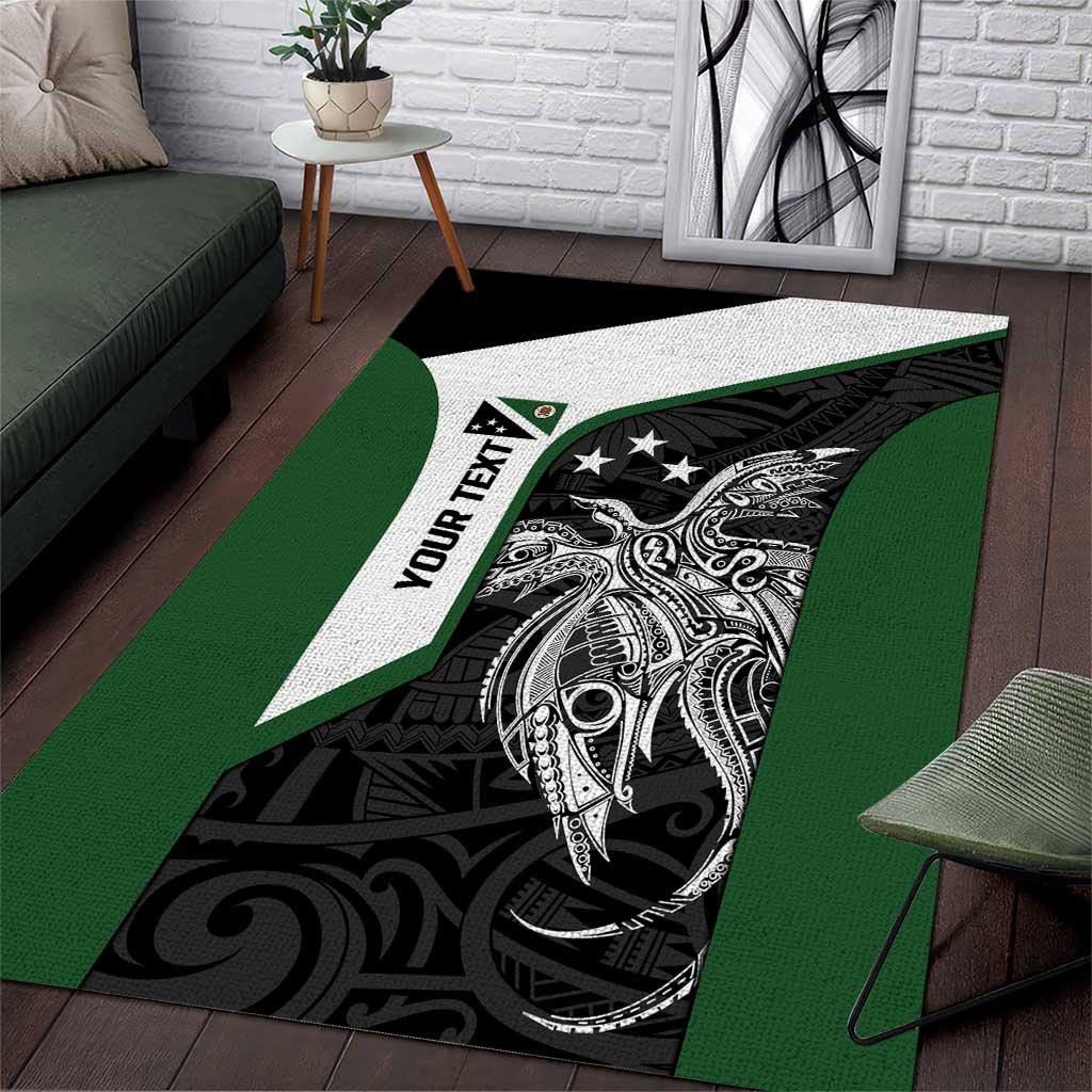 Personalised PNG Western Highlands Province Area Rug Bird of Paradise Tattoo Flag Motif LT9 Green - Polynesian Pride