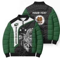 Personalised PNG Western Highlands Province Bomber Puffer Jacket Bird of Paradise Tattoo Flag Motif - Polynesian Pride
