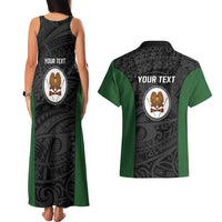 Personalised PNG Western Highlands Province Couples Matching Tank Maxi Dress and Hawaiian Shirt Bird of Paradise Tattoo Flag Motif - Polynesian Pride