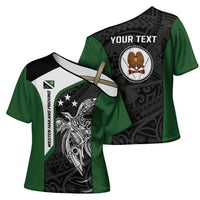 Personalised PNG Western Highlands Province Cross Shoulder Shirt Bird of Paradise Tattoo Flag Motif - Polynesian Pride