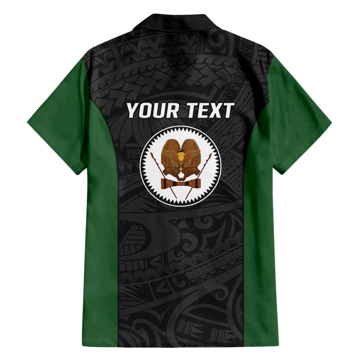 Personalised PNG Western Highlands Province Family Matching Off The Shoulder Long Sleeve Dress and Hawaiian Shirt Bird of Paradise Tattoo Flag Motif - Polynesian Pride