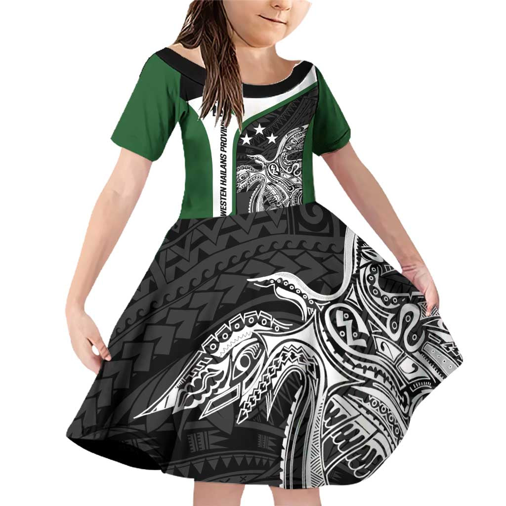 Personalised PNG Western Highlands Province Family Matching Off Shoulder Short Dress and Hawaiian Shirt Bird of Paradise Tattoo Flag Motif - Polynesian Pride