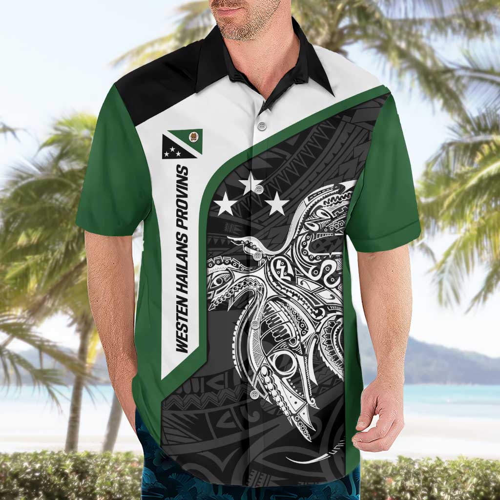 Personalised PNG Western Highlands Province Hawaiian Shirt Bird of Paradise Tattoo Flag Motif - Polynesian Pride