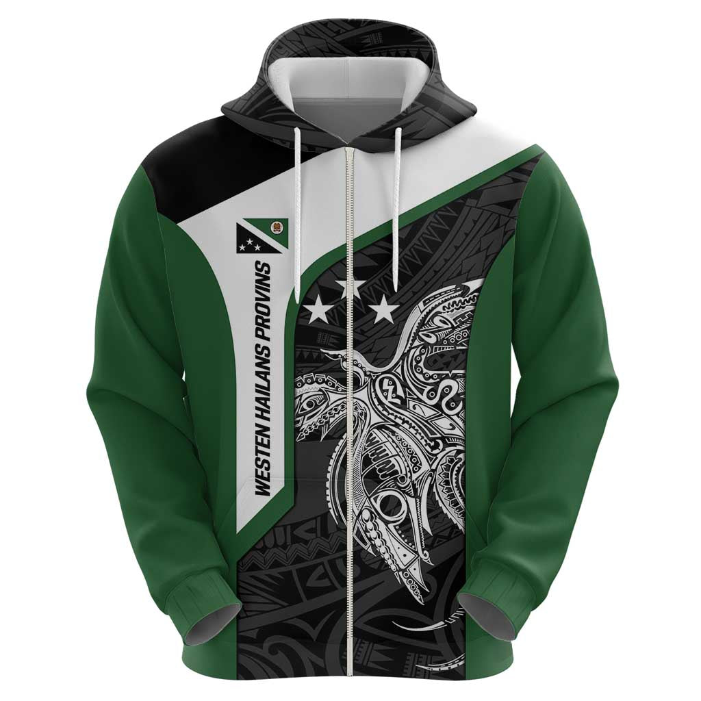 Personalised PNG Western Highlands Province Hoodie Bird of Paradise Tattoo Flag Motif - Polynesian Pride