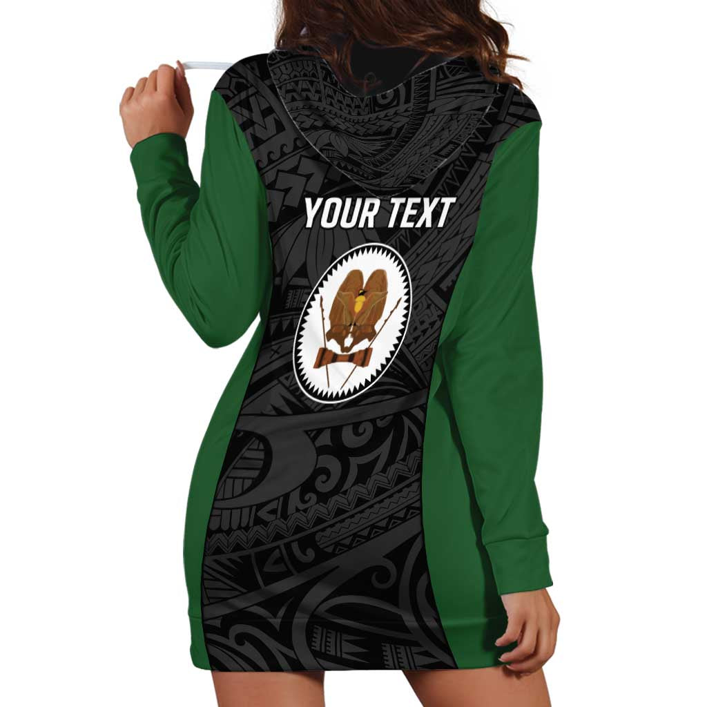 Personalised PNG Western Highlands Province Hoodie Dress Bird of Paradise Tattoo Flag Motif - Polynesian Pride