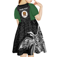 Personalised PNG Western Highlands Province Kid Short Sleeve Dress Bird of Paradise Tattoo Flag Motif - Polynesian Pride