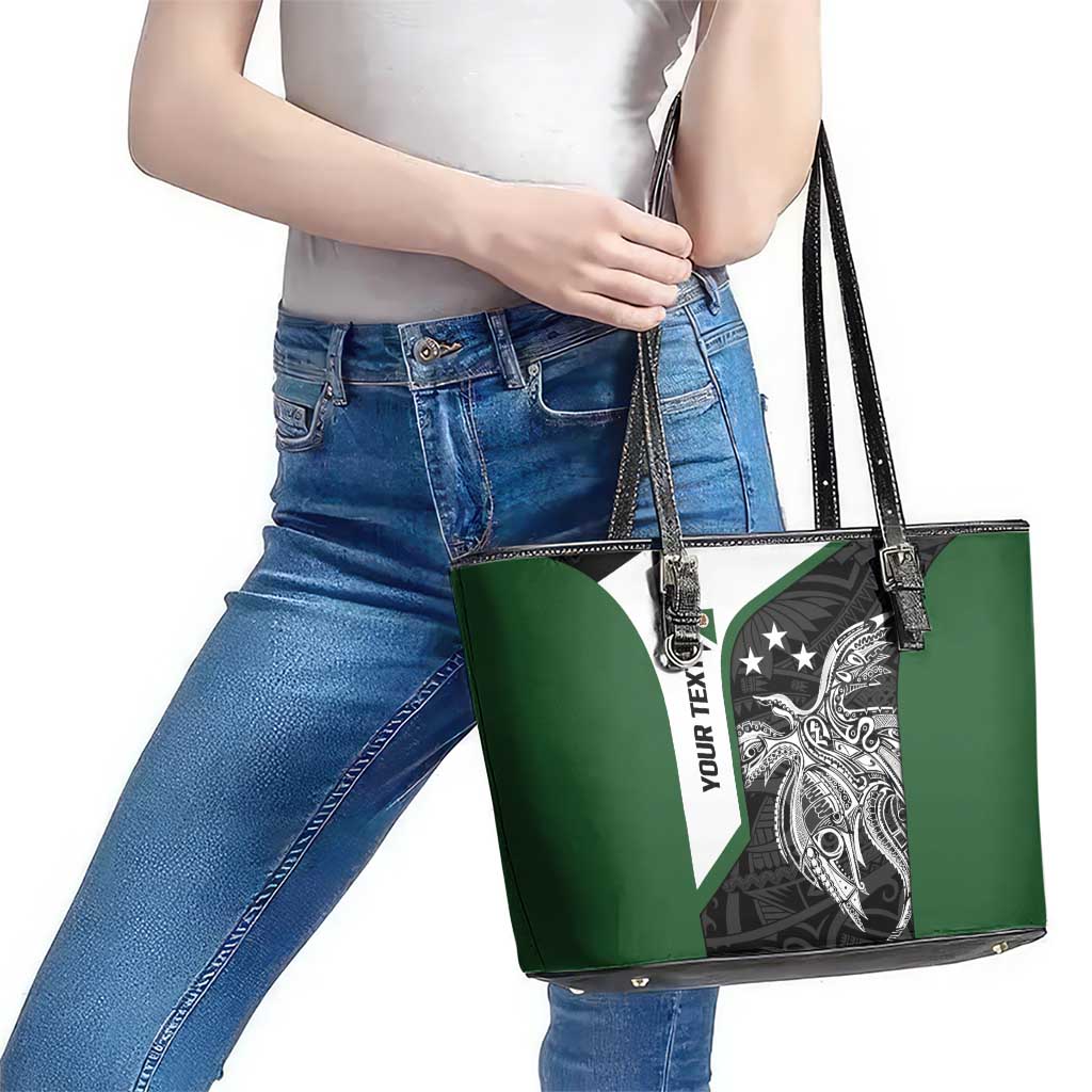 Personalised PNG Western Highlands Province Leather Tote Bag Bird of Paradise Tattoo Flag Motif - Polynesian Pride