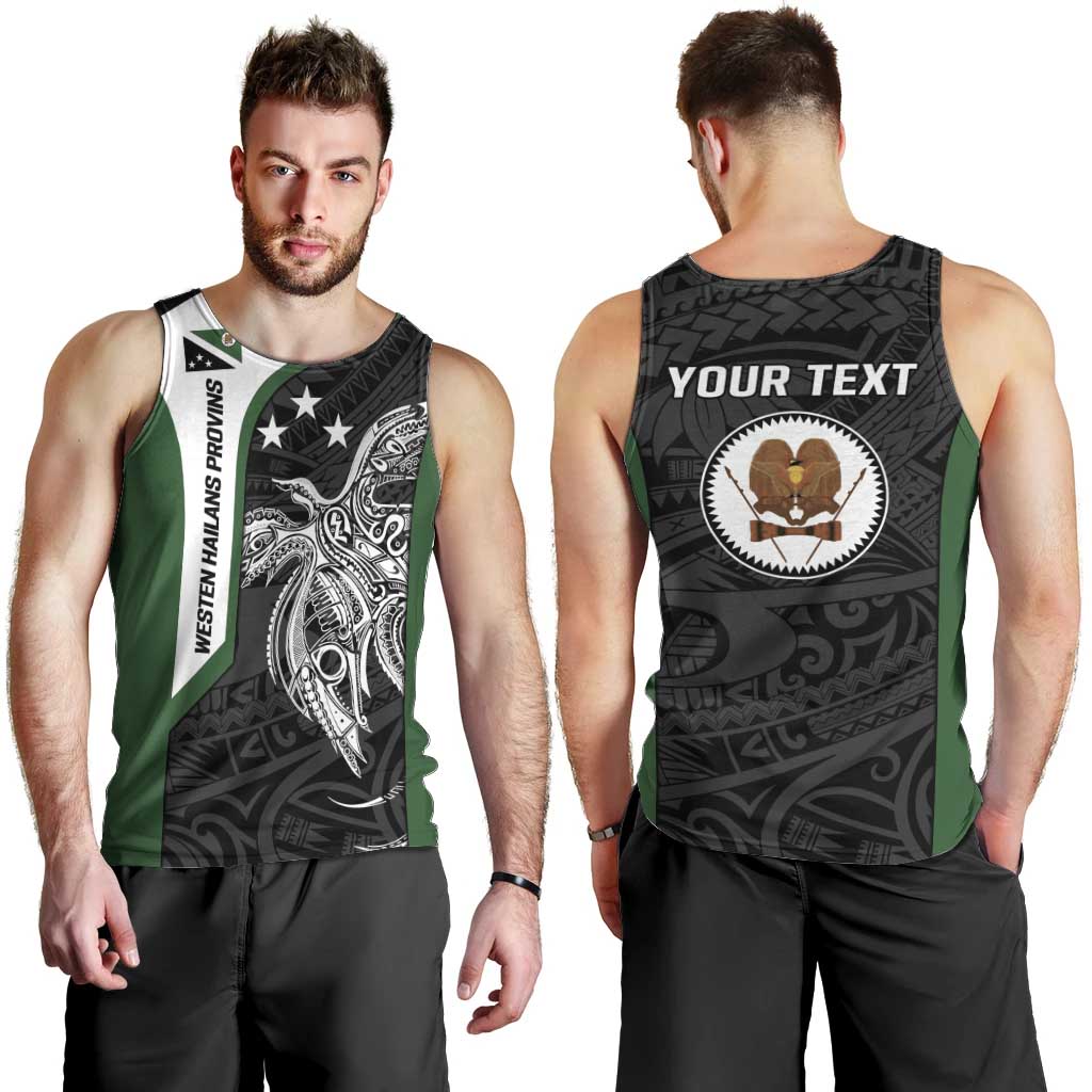 Personalised PNG Western Highlands Province Men Tank Top Bird of Paradise Tattoo Flag Motif - Polynesian Pride